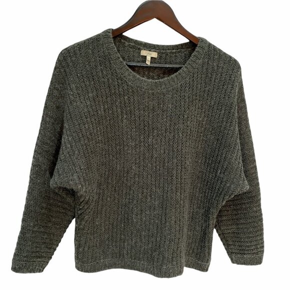 𝅺joie Grey Cable Chunky Knit Wool Batwing Oversized Sweater Size S - Picture 1 of 9